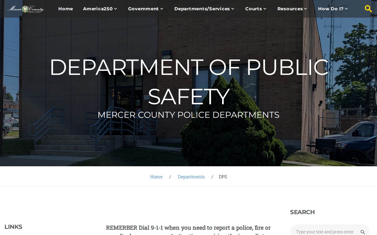 Mercer County official municipal police directory for arrest report requests