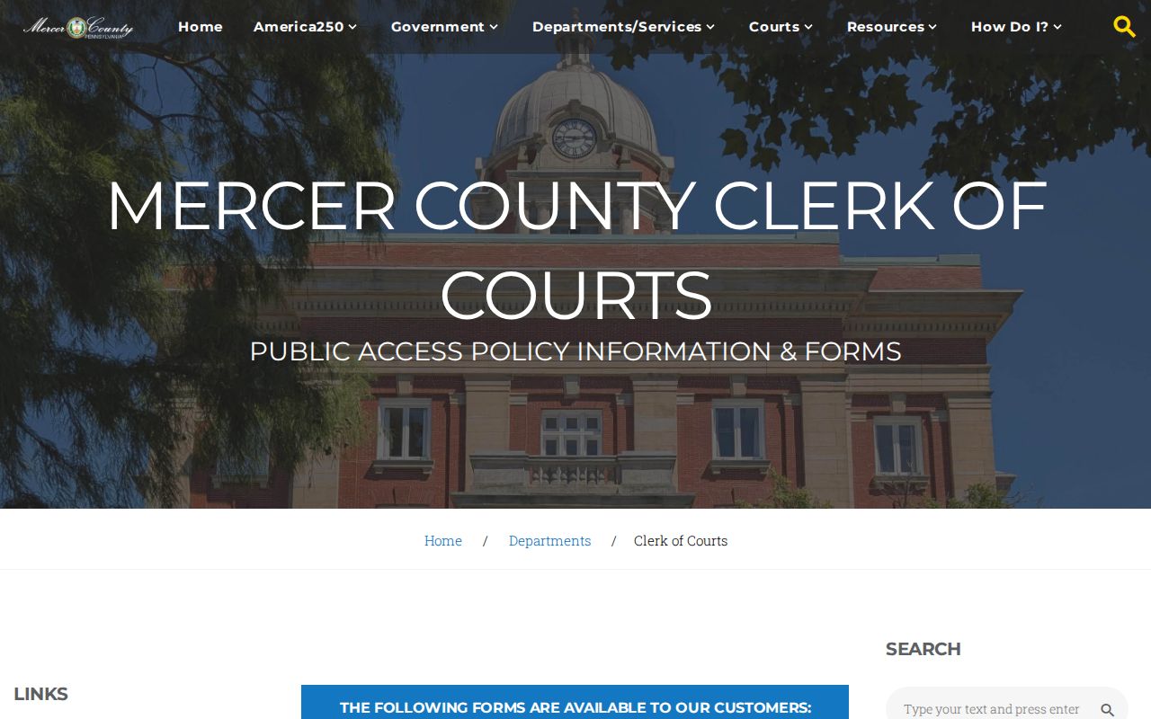 Mercer County criminal court case public access policy
