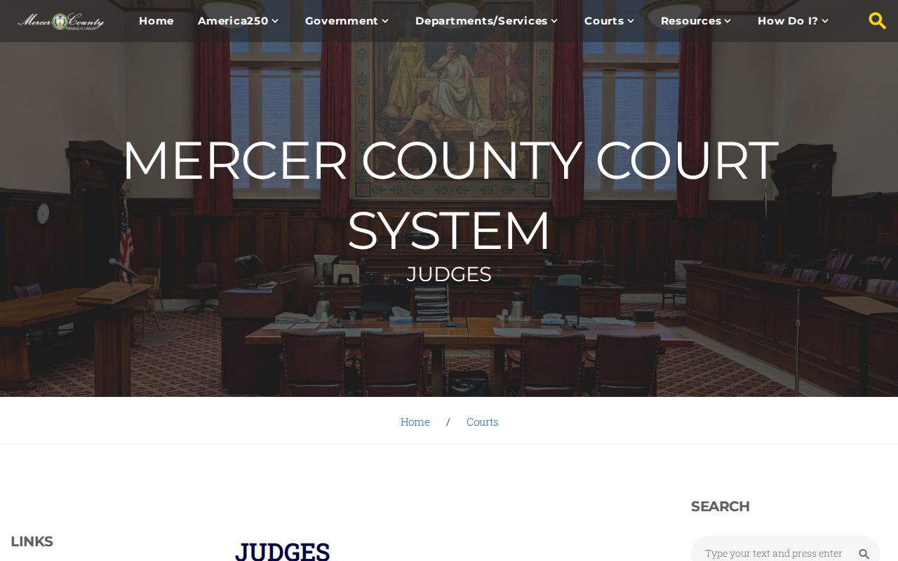 Mercer County criminal court case Common Pleas judges page