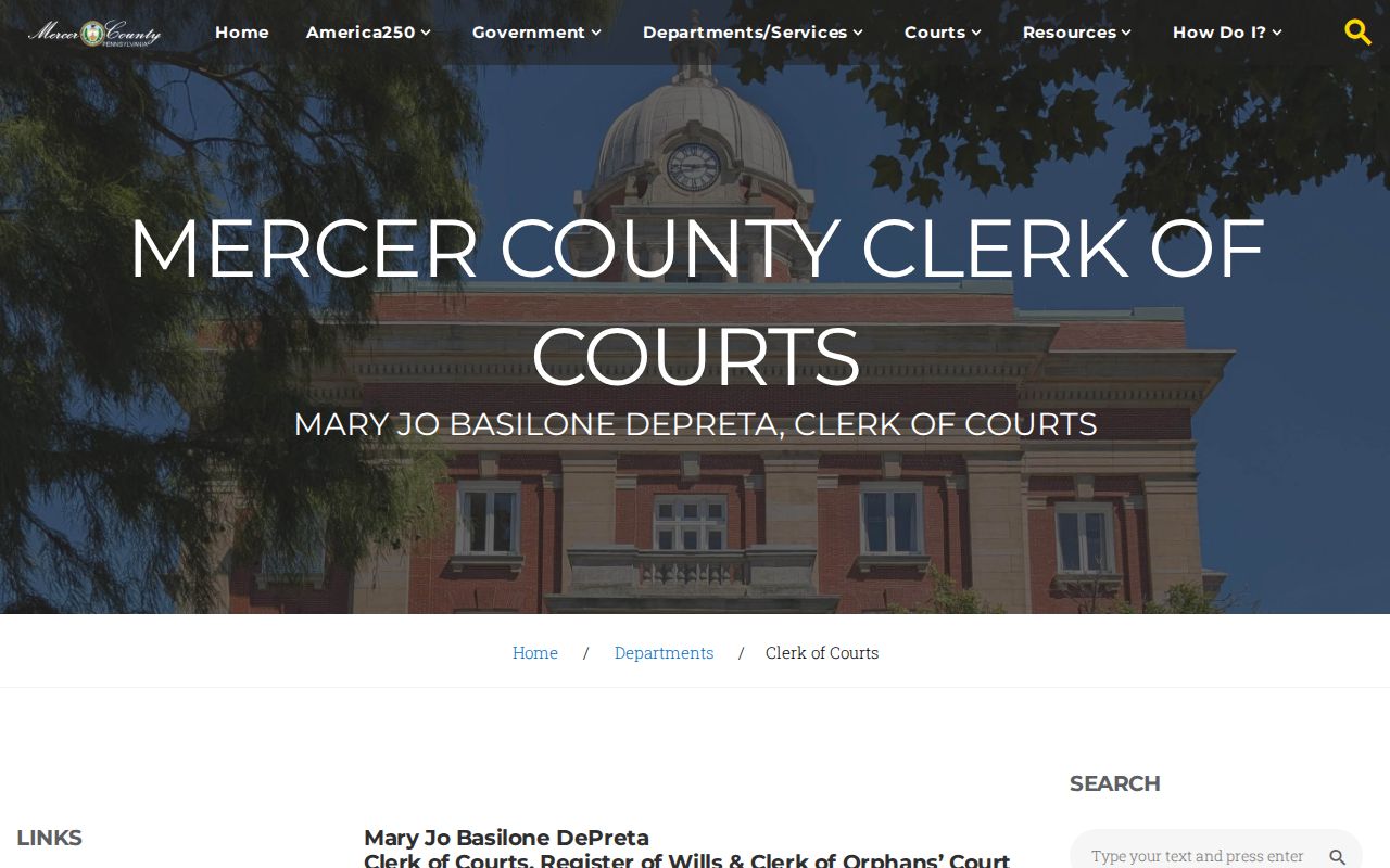 Mercer County criminal court case Clerk of Courts information
