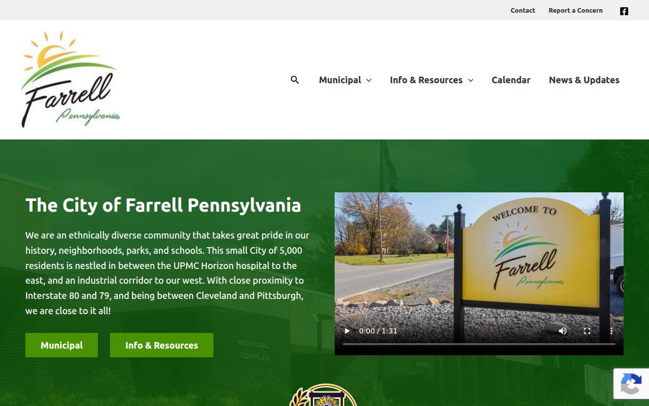 Farrell criminal record starting point at the City of Farrell website