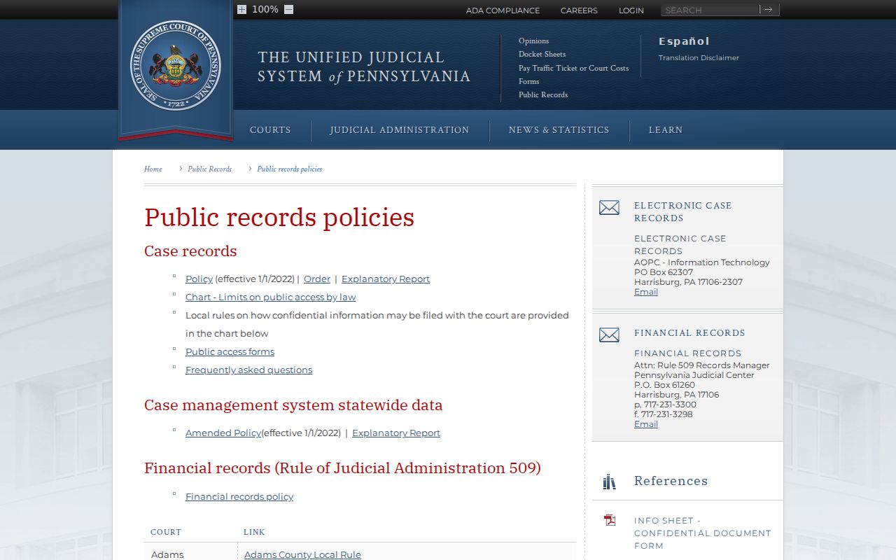 Farrell criminal court records through Pennsylvania judicial access