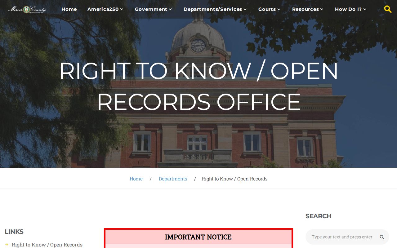 Mercer County criminal history open records office
