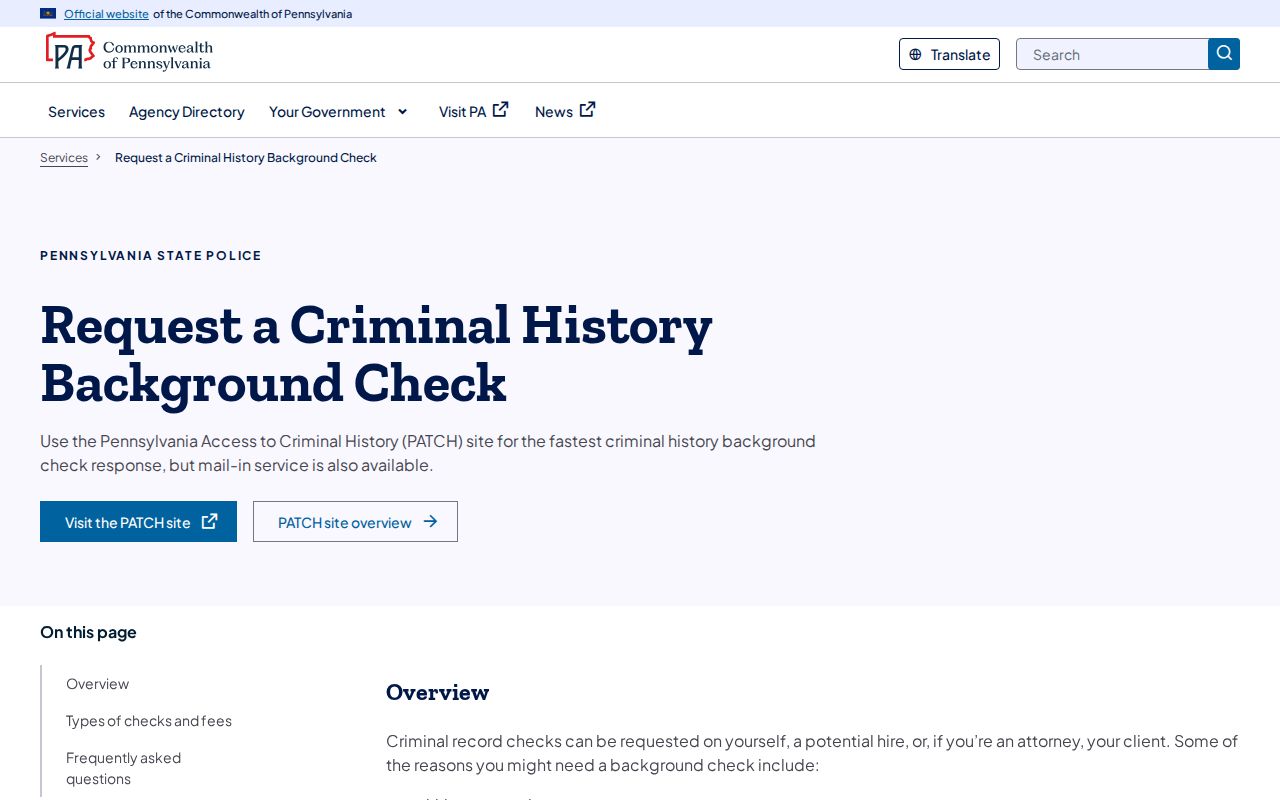 Mercer County criminal history Pennsylvania official background checks